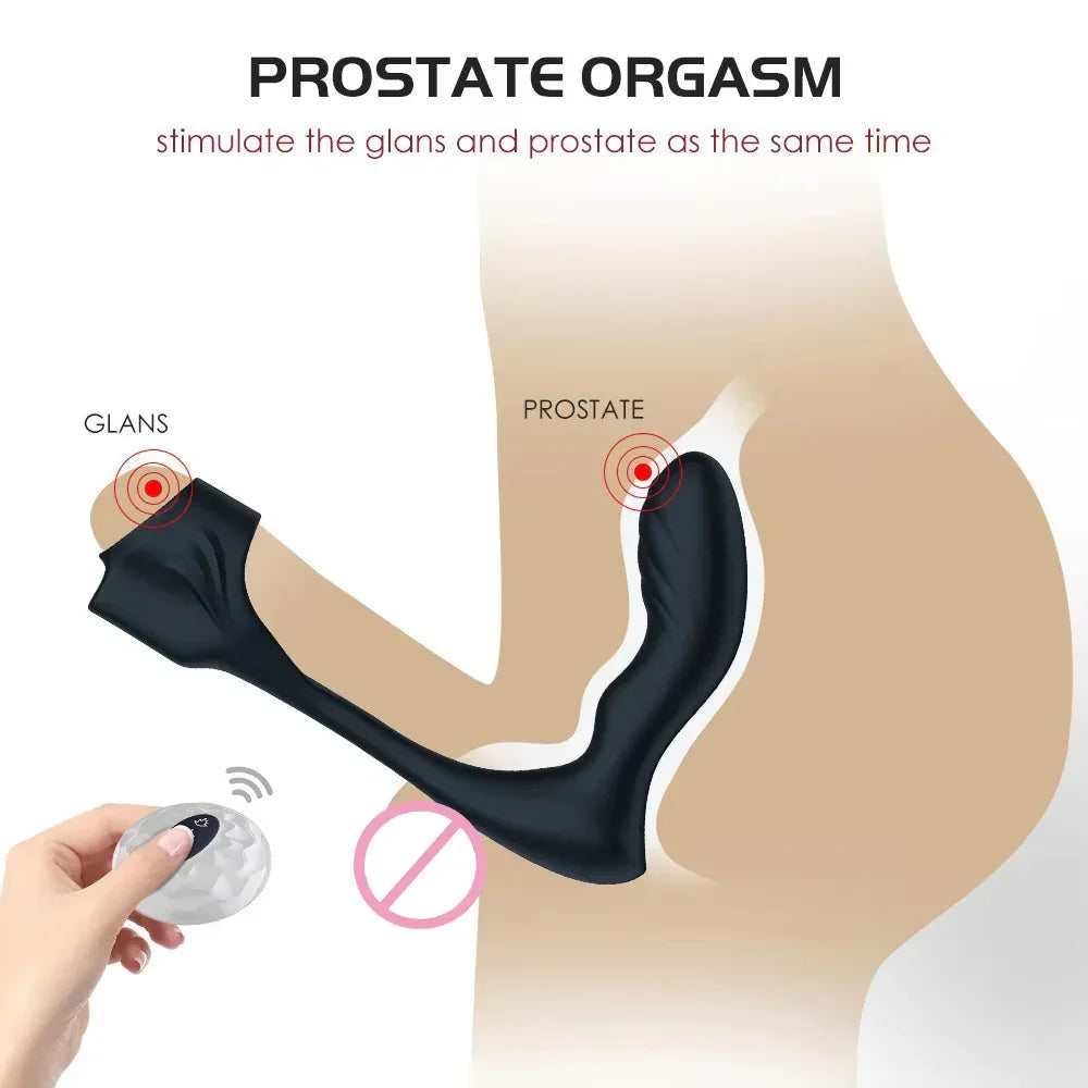 New Hot Anal Plug With Cock Ring Remote Control Vibrating Thrusting Prostate Massage Anal Vibrator for Men and Women Pleasure