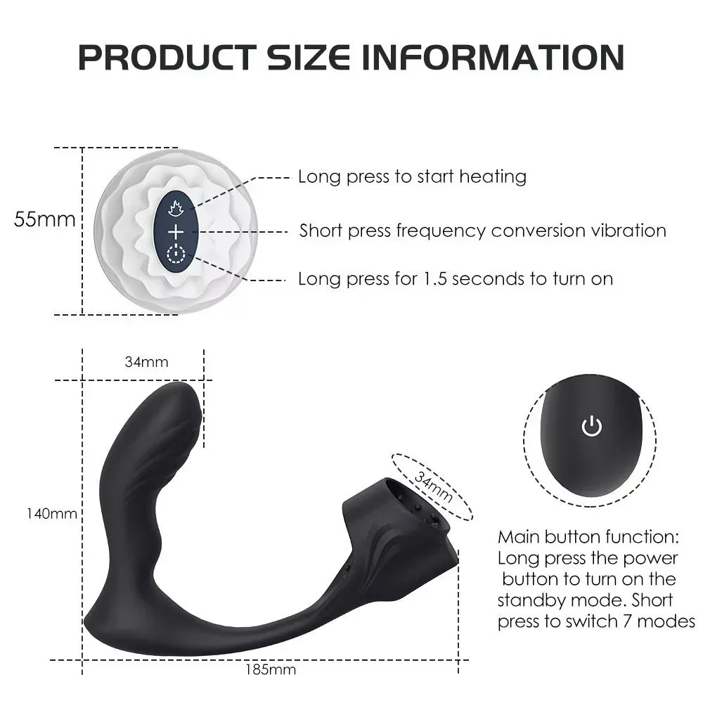 New Hot Anal Plug With Cock Ring Remote Control Vibrating Thrusting Prostate Massage Anal Vibrator for Men and Women Pleasure