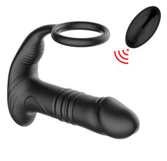 New Hot Anal Plug With Cock Ring Remote Control Vibrating Thrusting Prostate Massage Anal Vibrator for Men and Women Pleasure
