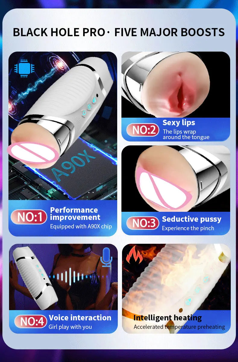 Electric Male Masturbator Pussy Oral Stroker Cup Masturbaters Sucking Male HandsFree Cup Stroker Sex Toy - Pussitude